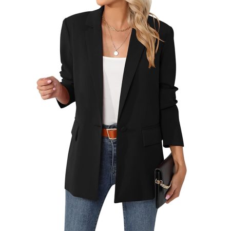 womens-solid-color-single-button-long-sleeve-suit-jacket
