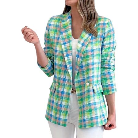 plaid-printed-suit-jacket