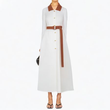 casual-contrast-collar-button-waist-dress