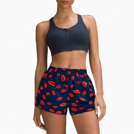 blue-red-lip-drawstring-denim-shorts