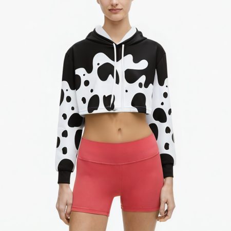 black-and-white-drawstring-printed-short-hoodie