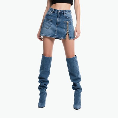 womens-zipper-fashionable-short-length-denim-skirt