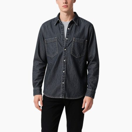 fashionable-dark-washed-denim-long-sleeved-shirt-men