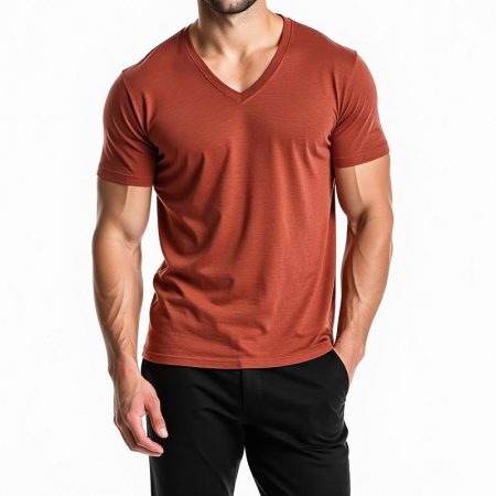 casual-short-sleeved-v-neck-t-shirt-sweat-absorbent-classic-t-shirt