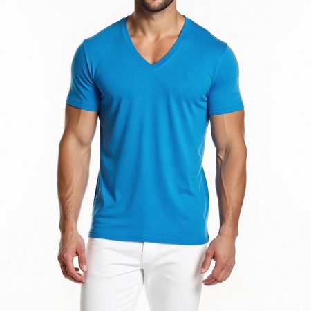casual-v-neck-t-shirts-mens-slim-fit-style-solid-color-t-shirts