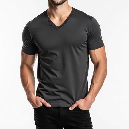 mens-summer-v-neck-short-sleeved-t-shirt-solid-color