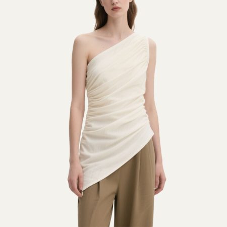 womens-pleated-solid-color-one-shoulder-top