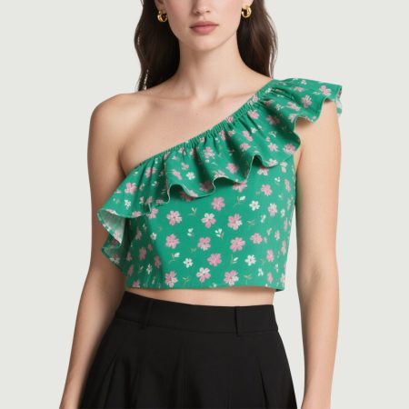 womens-printed-ruffled-one-shoulder-top