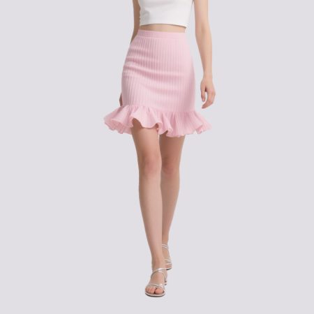 casual-high-waist-denim-skirt-ruffle-solid-short-skirt