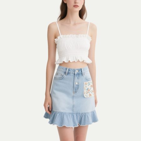 ruffled-fashionable-womens-denim-mini-skirt