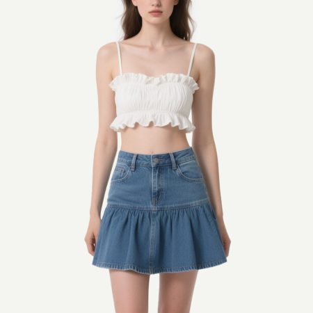 womens-cute-ruffled-denim-mini-skirt
