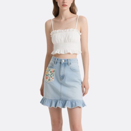 womens-washed-denim-ruffled-mini-skirt