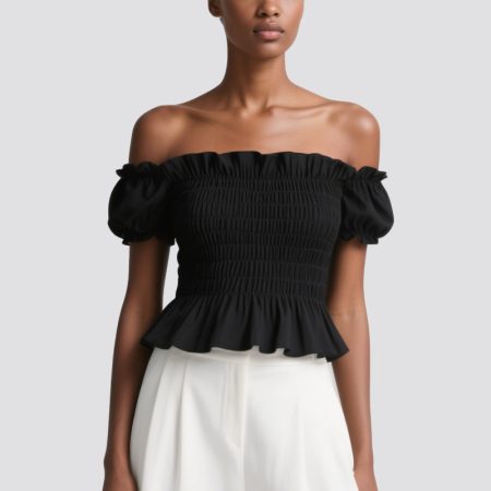 summer-shirred-flounce-short-sleeve-off-the-shoulder-crop-top