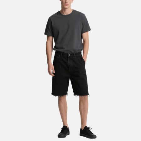 black-raw-edge-trendy-mens-denim-shorts