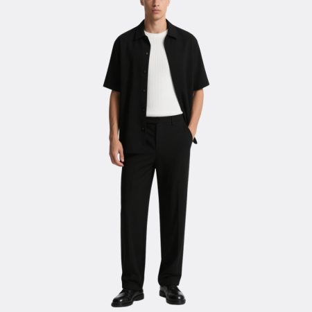 mens-black-casual-suit-short-sleeve-shirt-slim-fit-trousers