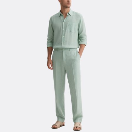 mens-light-green-long-sleeve-summer-suit-turn-down-collar-shirt-relaxed-trousers