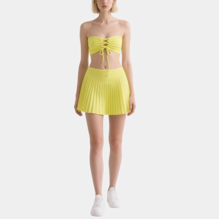 bright-yellow-tube-top-with-straps-and-pleated-skirt-set