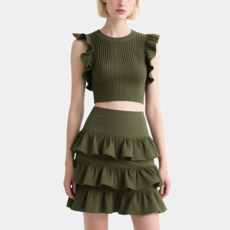 vintage-olive-green-top-and-ruffle-skirt-set