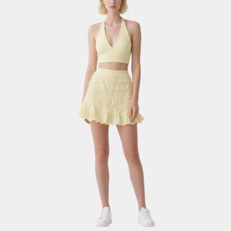yellow-halter-strap-cascading-cake-skirt-set