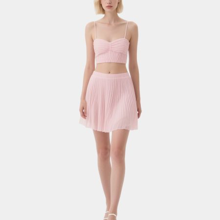 gentle-pink-halter-top-pleated-skirt-set