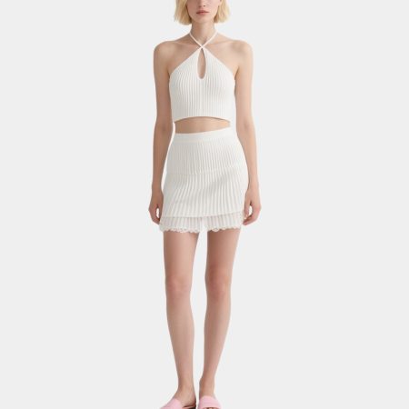 pure-white-halter-neck-hollow-top-lace-splicing-skirt-set