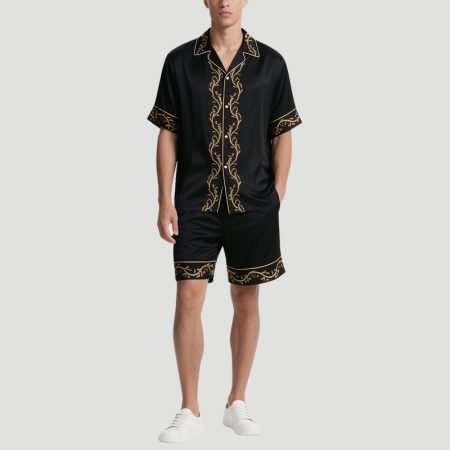 black-and-gold-embroidery-mens-top-and-shorts-set