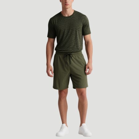 military-green-casual-outdoor-mens-top-and-shorts-set
