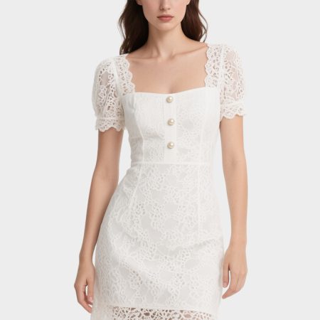 square-neck-lace-dress-with-puff-sleeves-pearl-button-dress