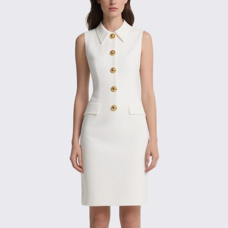 sleeveless-collared-dress-gold-button-formal-work-dress