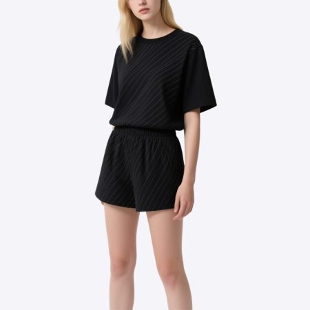 womens-classic-striped-lounge-set-versatile-black-shorts-top