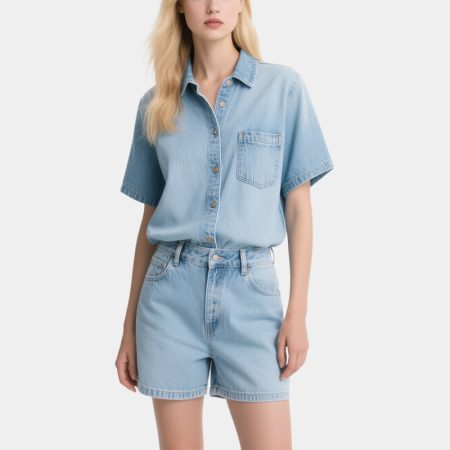 classic-denim-shirt-shorts-set-versatile-summer-outfit