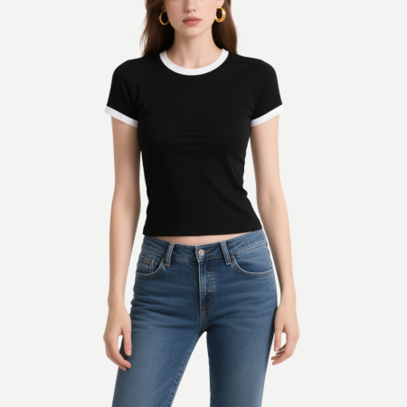 womens-black-and-white-contrast-round-neck-short-sleeved-t-shirt