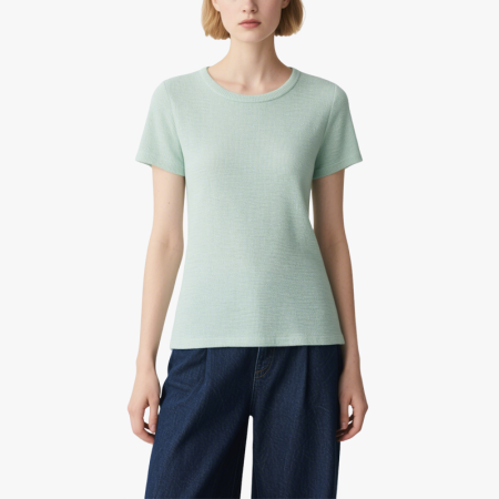 womens-light-green-short-sleeved-knitted-top