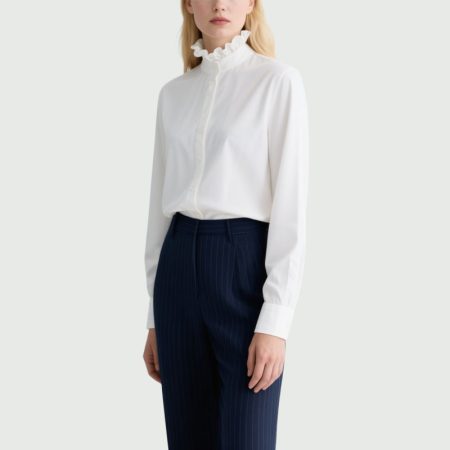 ruffled-mock-neck-white-womens-blouse-for-office