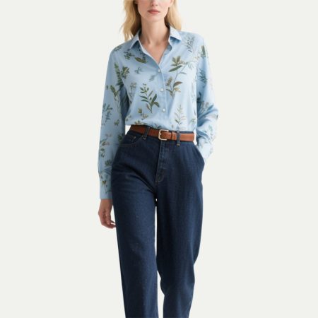 light-blue-floral-long-sleeve-womens-button-up-shirt