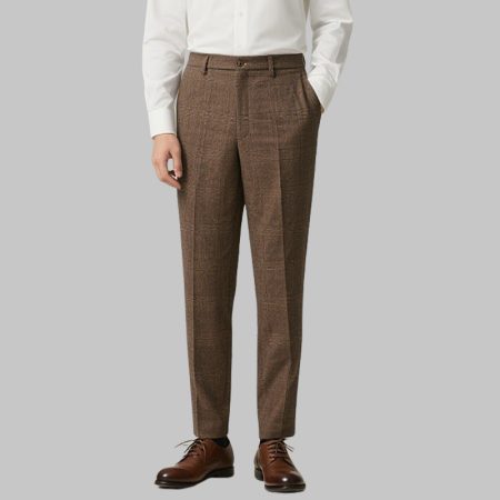 brown-plaid-patterned-mens-dress-pants-classic-fit-for-office