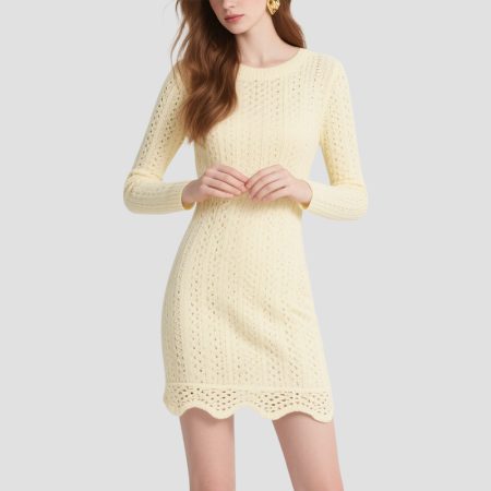 hollow-crochet-round-neck-fresh-knitted-dress
