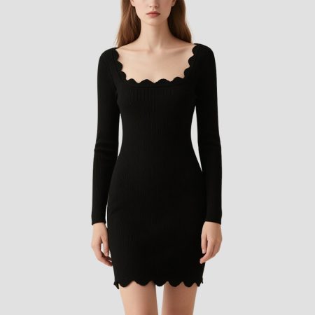 womens-square-collar-tight-elegant-knitted-dress