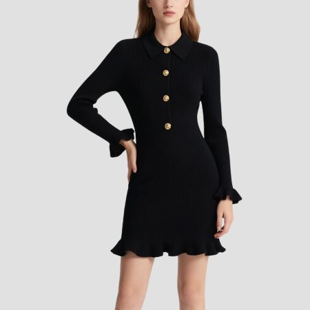 womens-lapel-exquisite-knitted-dress