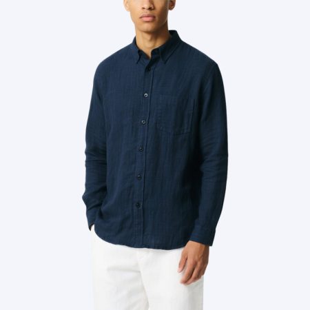 classic-navy-blue-single-pocket-mens-linen-shirt