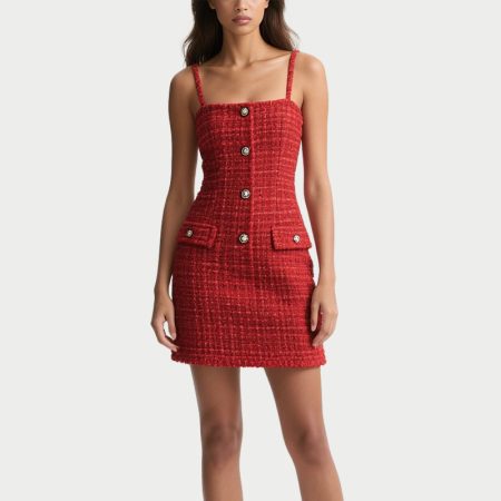 elegant-sling-metal-buckle-tweed-dress