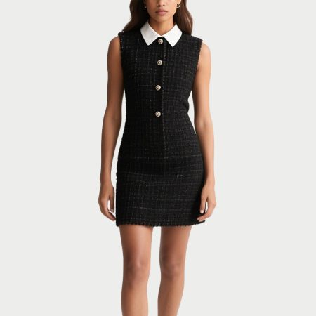 sleeveless-slim-contrast-collar-tweed-dress