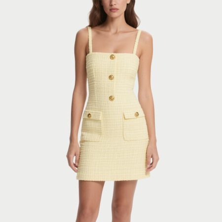 fresh-sling-tweed-dress-gold-button-decoration