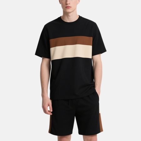 black-color-block-tee-shorts-set-mens-summer-casual-outfit