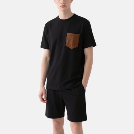 black-tee-with-brown-pocket-shorts-set-mens-summer-casual-wear