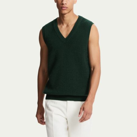 retro-dark-green-mens-v-neck-knitted-vest