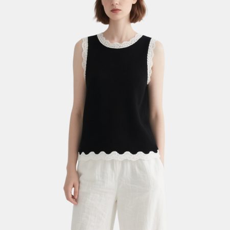 womens-knitted-vest-with-lace-and-round-neck